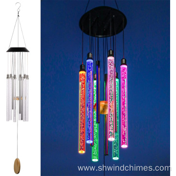 Color Changing LED Solar-Powered Wind Chimes for Outdoor Use